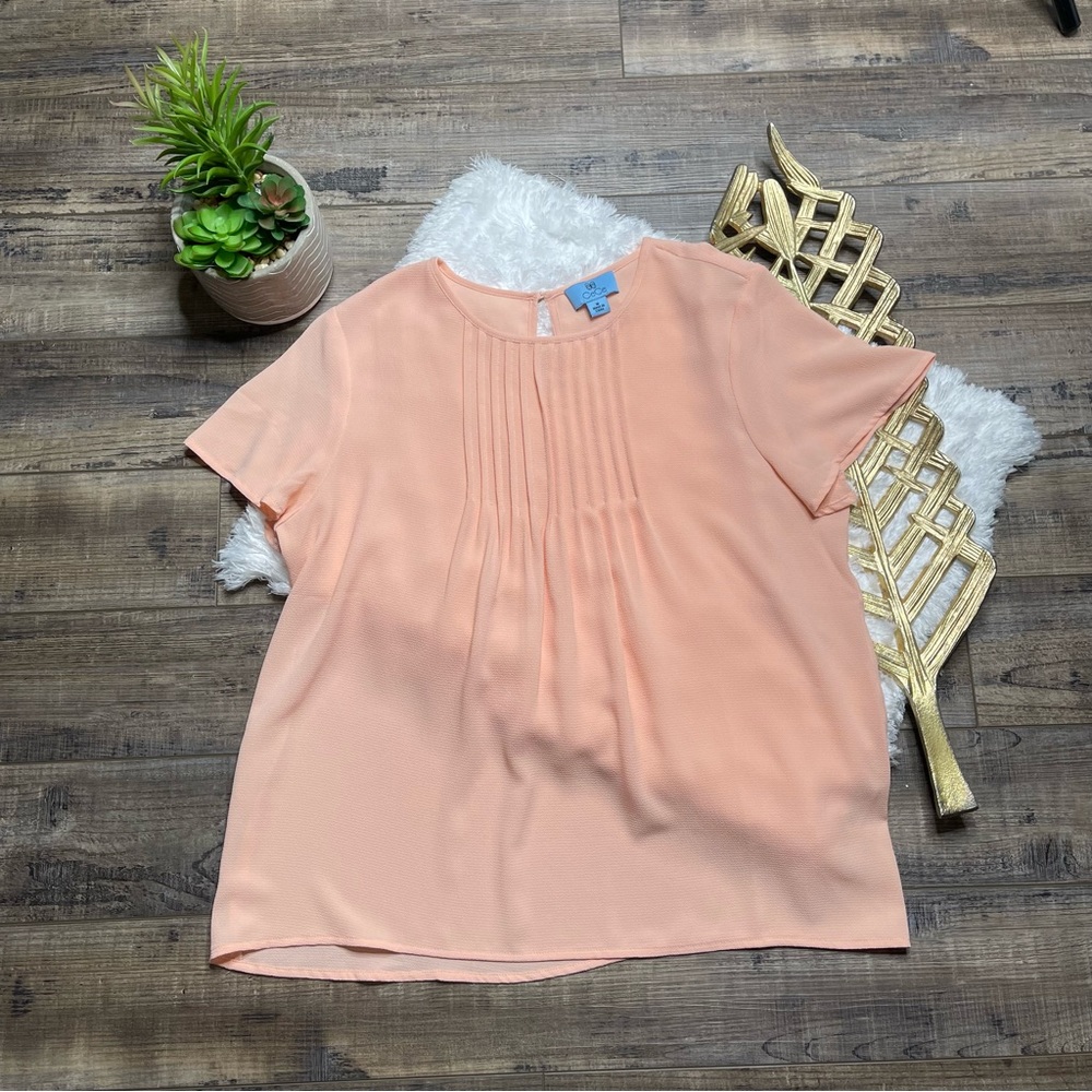 CeCe Peach Pleated Blouse